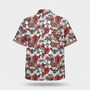Welcome To The Bees Hawaiian Shirt - Red White Tropical Hibiscus Bee Aloha Shirt