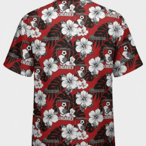 AFC Bournemouth Hawaiian Shirt - Red Hibiscus Floral Cherries Fan Shirt