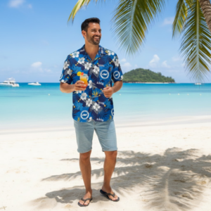 Brighton Hove Albion Hawaiian Shirt - Blue Floral Tropical Fan Gear