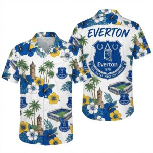 Everton FC Hawaiian Shirt - Tropical Floral Stadium Summer Aloha Shirt