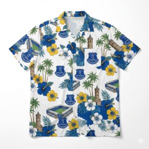 Everton FC Hawaiian Shirt - Tropical Floral Stadium Summer Aloha Shirt