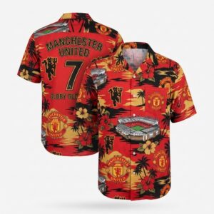 Manchester United Hawaiian Shirt - Old Trafford Red Devil Tropical Print