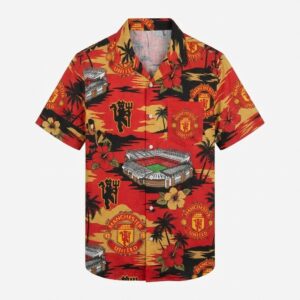 Manchester United Hawaiian Shirt - Old Trafford Red Devil Tropical Print