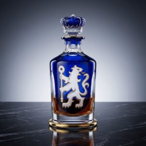 Chelsea FC Whiskey Decanter - Premium Blue Glass Crown Stopper Barware