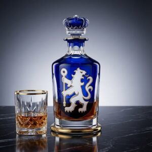 Chelsea FC Whiskey Decanter - Premium Blue Glass Crown Stopper Barware