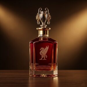 Liverpool FC Champions League Decanter Bottle - Elegant Gold Liver Bird Emblem