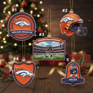 Denver Broncos Christmas Ornaments - NFL Football Fan Holiday Tree Decor Collection