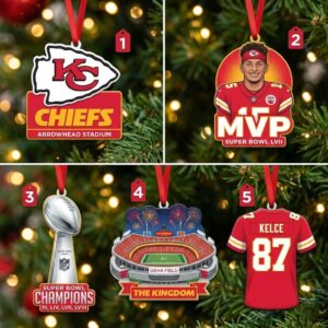 Kansas City Chiefs Christmas Ornaments - NFL Player Stadium Trophy Decorations