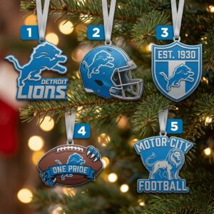 Detroit Lions Christmas Ornaments - Festive Holiday Decorations Set