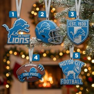 Detroit Lions Christmas Ornaments - Festive Holiday Decorations Set