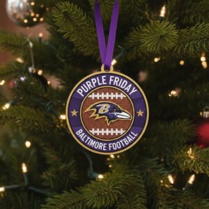 Baltimore Ravens Christmas Ornaments - NFL Football Team Laser Cut Wood Decor