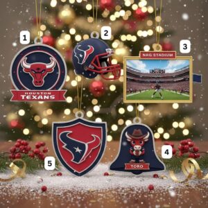 Houston Texans Christmas Ornaments - NFL Team 3D Logo Helmet Stadium Mascot Set