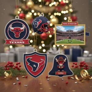 Houston Texans Christmas Ornaments - NFL Team 3D Logo Helmet Stadium Mascot Set