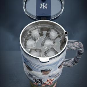 New York Yankees Tumbler - Patriotic American Flag Baseball Fan Travel Mug with Handle