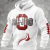 Ohio State Buckeyes Football Hoodie - White Quilted Pullover with 3D Embroidered Style Graphics