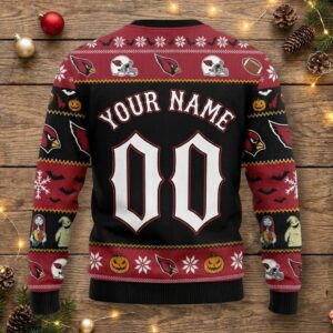 Arizona Cardinals Nightmare Before Christmas Ugly Sweater - NFL Football Fan Holiday Gift Jumper