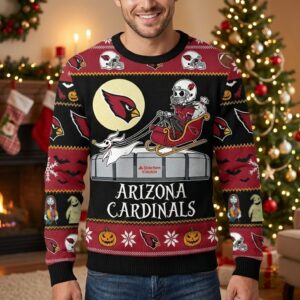 Arizona Cardinals Nightmare Before Christmas Ugly Sweater - NFL Football Fan Holiday Gift Jumper