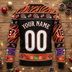 Cincinnati Bengals Nightmare Before Christmas Sweater - NFL Jack Skellington Ugly Christmas Holiday Sweater