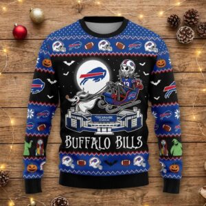 Buffalo Bills Ugly Christmas Sweater - The Nightmare Before Christmas Jack Skellington NFL Holiday Apparel