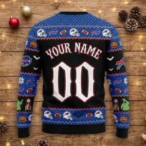 Buffalo Bills Ugly Christmas Sweater - The Nightmare Before Christmas Jack Skellington NFL Holiday Apparel
