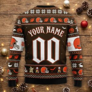 Cleveland Browns Nightmare Before Christmas Sweater - NFL Jack Skellington Ugly Holiday Sweater