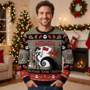 Tampa Bay Buccaneers Nightmare Before Christmas Sweater - NFL Jack and Sally Ugly Christmas Jumper