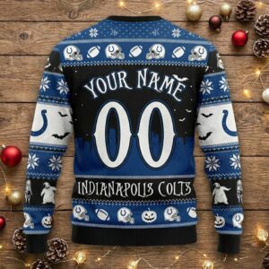 Indianapolis Colts Ugly Christmas Sweater - NFL The Nightmare Before Christmas Crossover