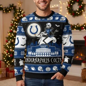 Indianapolis Colts Ugly Christmas Sweater - NFL The Nightmare Before Christmas Crossover
