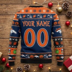 Denver Broncos Nightmare Before Christmas Sweater - NFL Jack Skellington Ugly Christmas Sweater