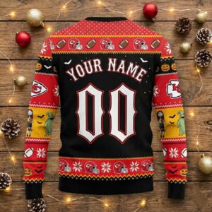 Kansas City Chiefs Nightmare Before Christmas Sweater - NFL Jack Skellington Holiday Ugly Sweater