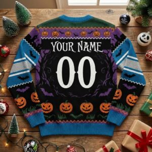 Detroit Lions Nightmare Before Christmas Sweater - NFL Jack Skellington Halloween Ugly Christmas Sweater