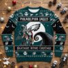 Philadelphia Eagles Nightmare Before Christmas Sweater - NFL Jack Skellington and Sally Ugly Christmas Sweater