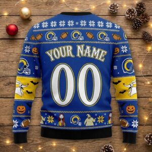 Los Angeles Rams Nightmare Before Christmas Sweater - NFL Ugly Christmas Holiday Jumper