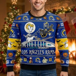 Los Angeles Rams Nightmare Before Christmas Sweater - NFL Ugly Christmas Holiday Jumper