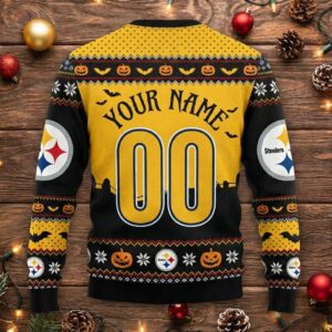 Pittsburgh Steelers Nightmare Before Christmas Halloween Sweater - Ugly Sweater Style NFL Fan Apparel