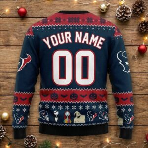 Houston Texans Nightmare Before Christmas Sweater - NFL Jack Skellington Ugly Christmas Jumper
