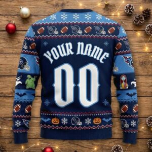 Tennessee Titans Nightmare Before Christmas Sweater - NFL Fan Holiday Ugly Christmas Sweater