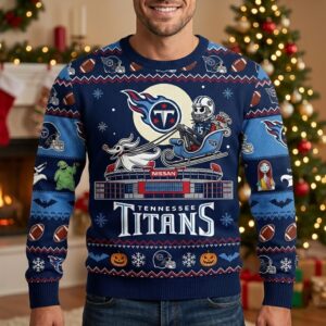 Tennessee Titans Nightmare Before Christmas Sweater - NFL Fan Holiday Ugly Christmas Sweater