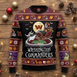 Washington Commanders Nightmare Before Christmas Sweater - NFL Jack Skellington Ugly Christmas Sweater