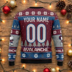 Colorado Avalanche Snoopy Christmas Sweater - Peanuts Gang NHL Ugly Christmas Sweater
