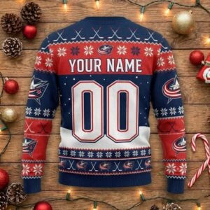 Columbus Blue Jackets Snoopy Christmas Sweater - Peanuts Charlie Brown Ugly NHL Holiday Jumper