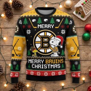 Boston Bruins Snoopy Christmas Sweater - Peanuts Ugly Holiday NHL Fan Apparel