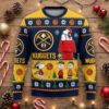Denver Nuggets Snoopy Christmas Sweater - Peanuts Gang Ugly Holiday Sweater for NBA Fans