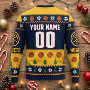 Denver Nuggets Snoopy Christmas Sweater - Peanuts Gang Ugly Holiday Sweater for NBA Fans