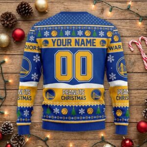 Golden State Warriors Peanuts Christmas Sweater - Snoopy Charlie Brown NBA Ugly Holiday Sweater