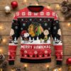 Chicago Blackhawks Peanuts Christmas Sweater - Snoopy Charlie Brown Merry Hawkmas NHL Ugly Sweater