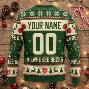 Milwaukee Bucks Peanuts Christmas Sweater - Snoopy and Charlie Brown NBA Ugly Holiday Sweater
