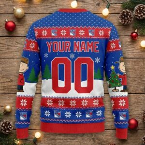 New York Rangers Snoopy Christmas Sweater - NHL Peanuts Charlie Brown Ugly Holiday Sweater