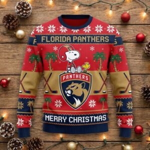 Florida Panthers Snoopy Ugly Christmas Sweater - NHL Hockey Fan Holiday Jumper