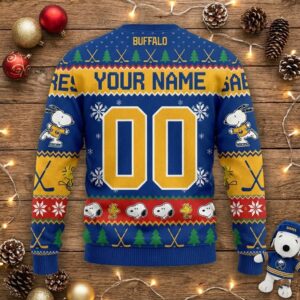Buffalo Sabres Snoopy Ugly Christmas Sweater - NHL Peanuts Holiday Hockey Fan Jumper